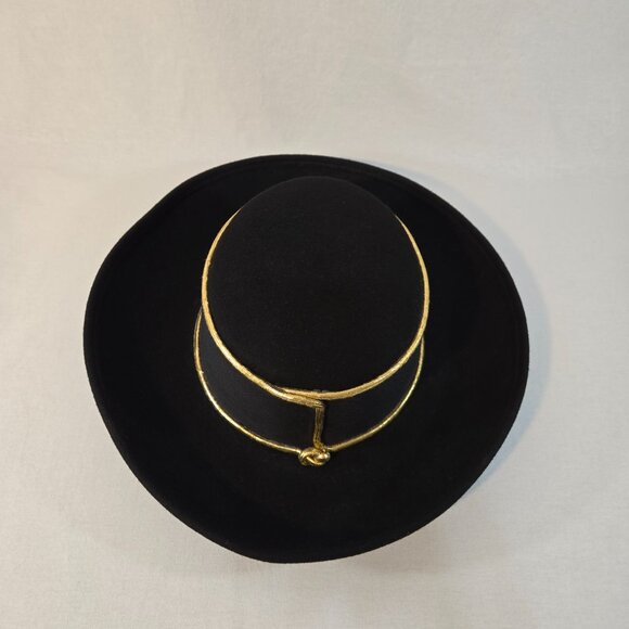 USA Vintage SONNI SAN FRANCISCO Festival Artsy Black 100% Wool Felt Women's HAT. - Picture 11 of 17